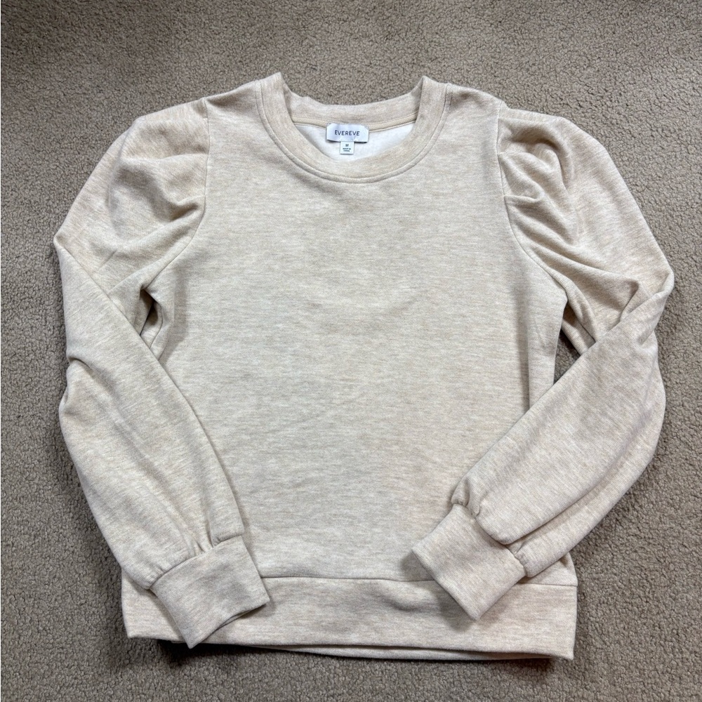 Evereve Cream Puff-Sleeve Sweatshirt